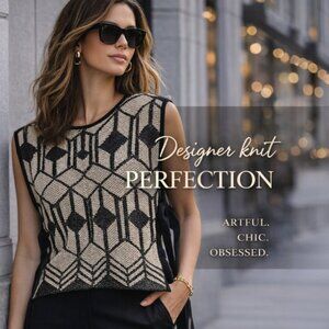 Pepa Pombo Geometric Knit Side-Tie Vest Top NWT Size M